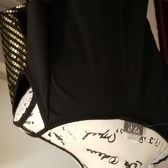 Dots Black and Gold Cold Shoulder Top - Picture 3 of 5